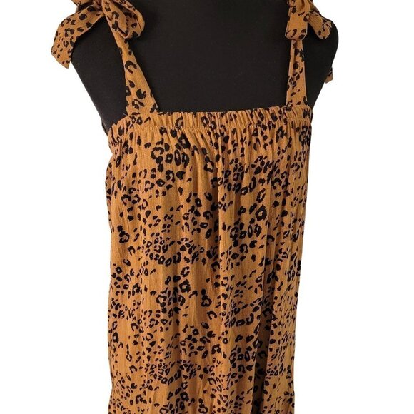 NWOT FRENCH GREY Maxi Dress w Shoulder Ties Brown & Black Animal Print Size M - Picture 4 of 14
